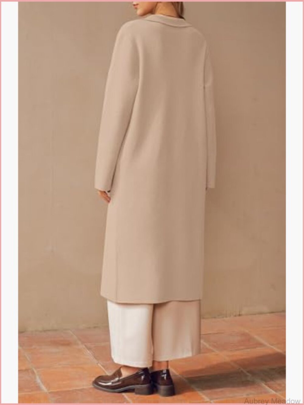 Double Breasted Wool Blend Long Cardigan Coat with Pockets - Picture 5 of 7